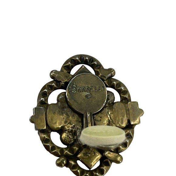 Vintage Signed Sorrelli Unakite Amber Rhinestone Gold Tone Clip On Earrings - Picture 5 of 7